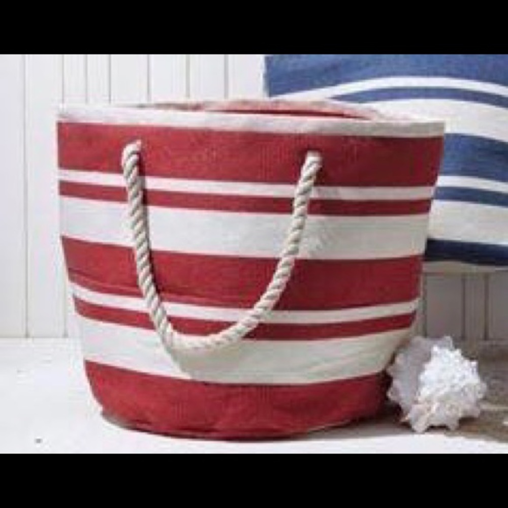 Red & white stripe beach/pool/tote bag